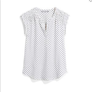 Blue/white polka dot/stripe top